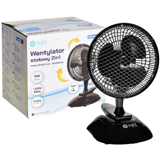 Ventilátor Table EKW524 Black 6” 2in1,9