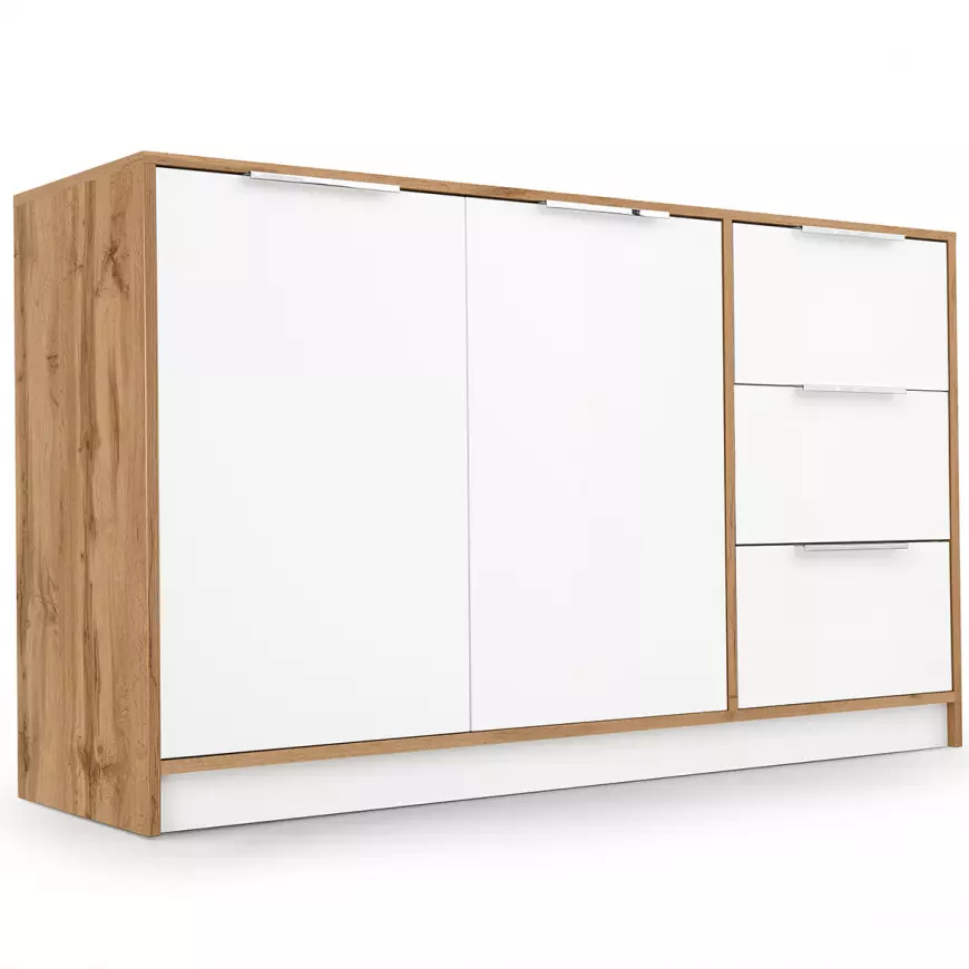 Komoda Duarte 2d3s Biela / Dub Wotan