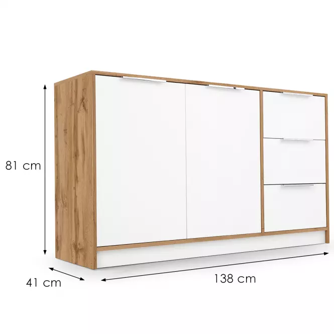 Komoda Duarte 2d3s Biela / Dub Wotan