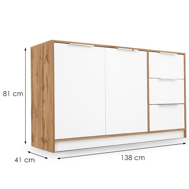 Komoda Duarte 2d3s Biela / Dub Wotan