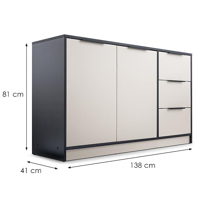 Komoda Duarte 2d3s Kašmír / Čierna