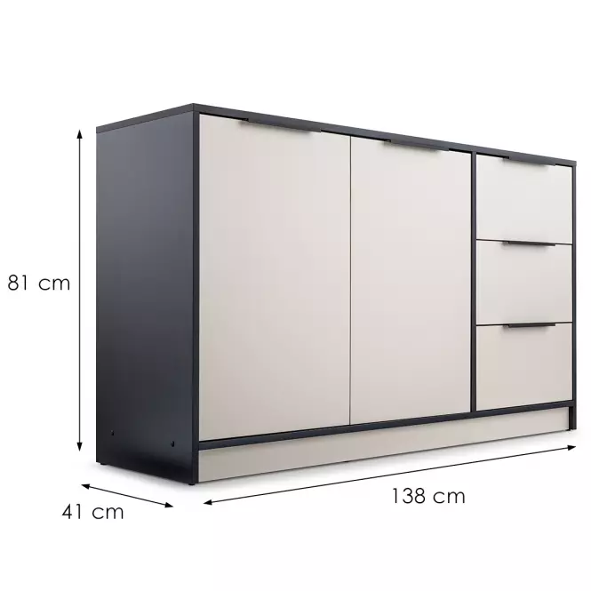 Komoda Duarte 2d3s Kašmír / Čierna,3