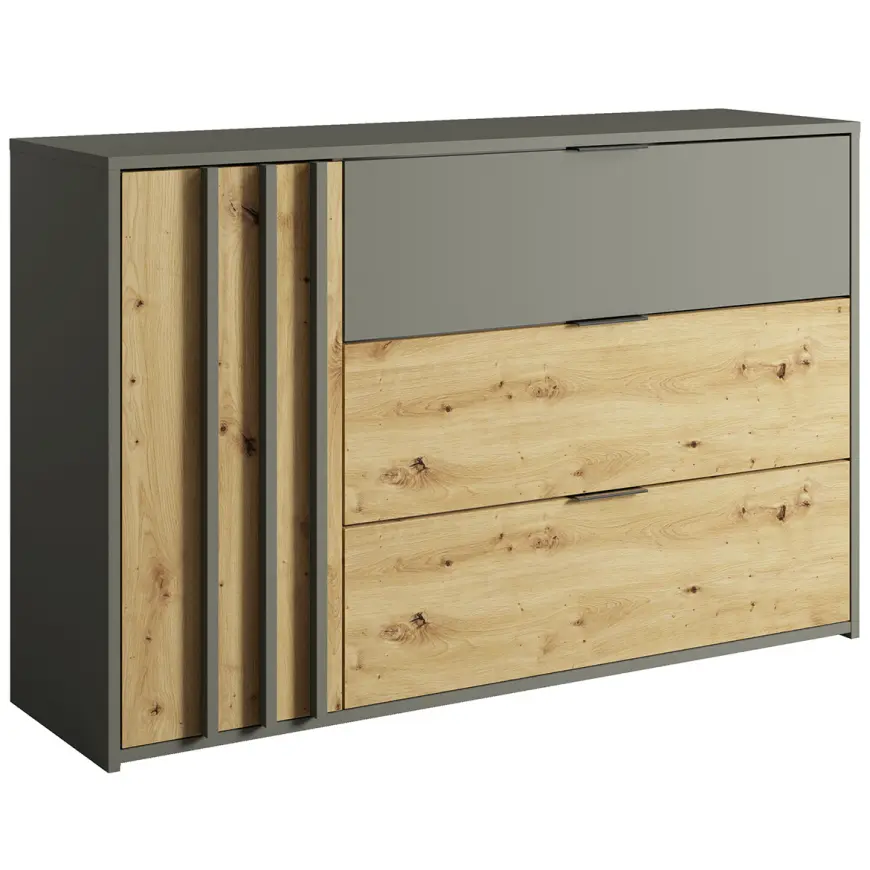 Komoda Rimini 1d3sz Šedá/Dub Artisan