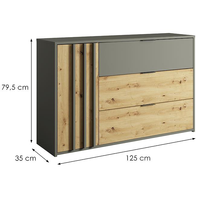 Komoda Rimini 1d3sz Šedá/Dub Artisan