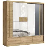 Skriňa s posuvnými dverami Canada Ca-2-200 200 cm – Artisan, lamely, dvojdverová, zásuvky