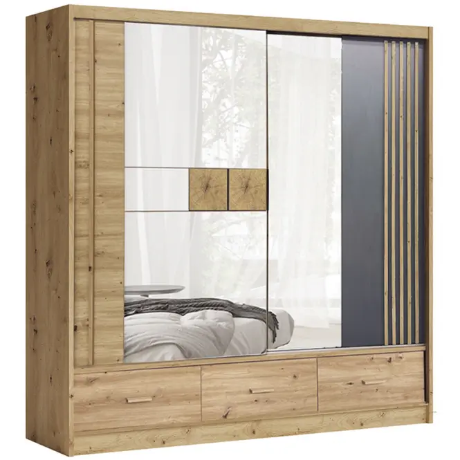 Skriňa s posuvnými dverami Canada Ca-2-200 200 cm – Artisan, lamely, dvojdverová, zásuvky