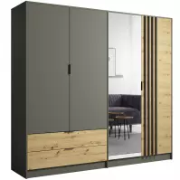 Skriňa Rimini 4d2s Šedá/Dub Artisan