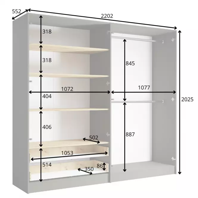 Skriňa Rimini 4d2s Šedá/Dub Artisan