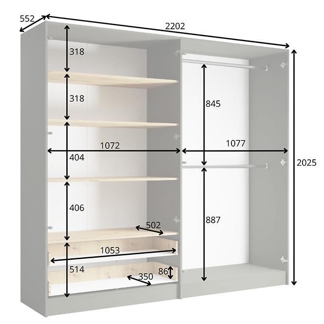Skriňa Rimini 4d2s Šedá/Dub Artisan