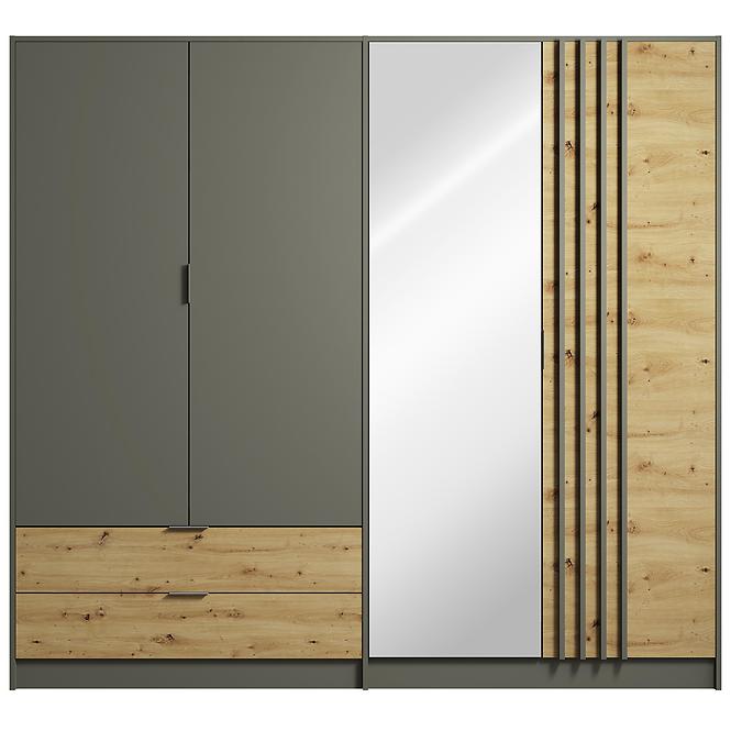 Skriňa Rimini 4d2s Šedá/Dub Artisan