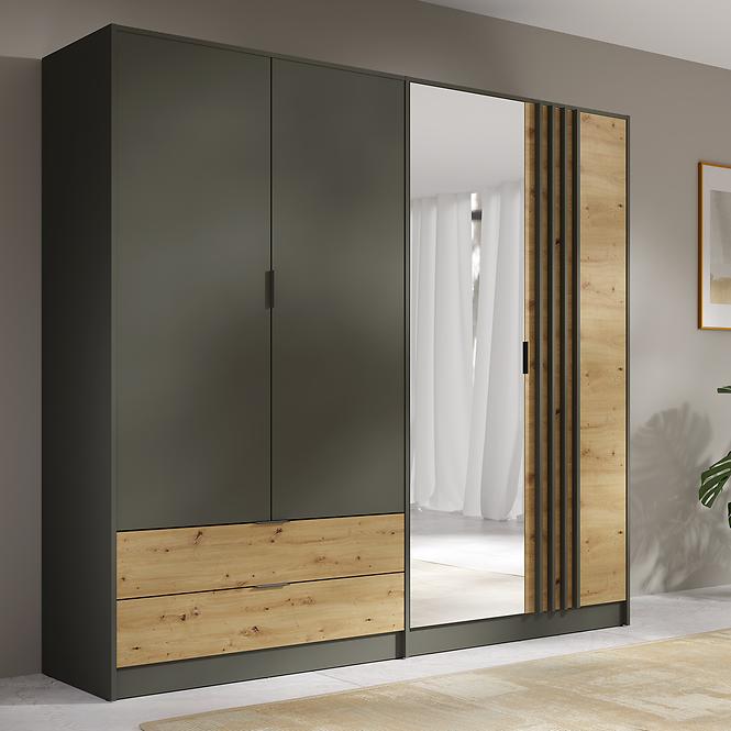 Skriňa Rimini 4d2s Šedá/Dub Artisan