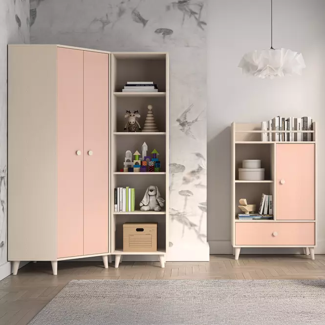 Skriňa  Mevel 01 Púštny piesok/Millenial Pink