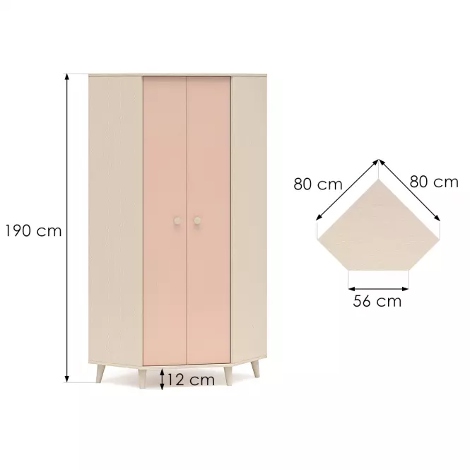 Skriňa  Mevel 01 Púštny piesok/Millenial Pink