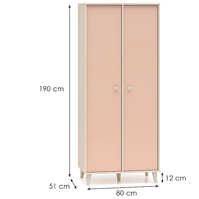 Skriňa Mevel 02 Púštny piesok/Millenial Pink,6