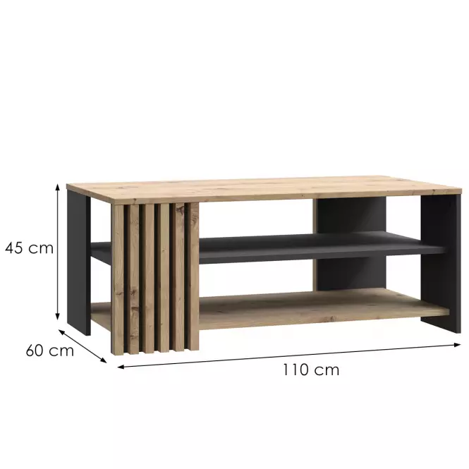 Konferenčný stolík Zaandam 60x110 artisan/čierna,3