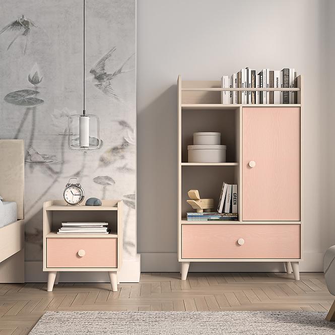 Nočný stolík Mevel 10 Púštny piesok/Mill. Pink