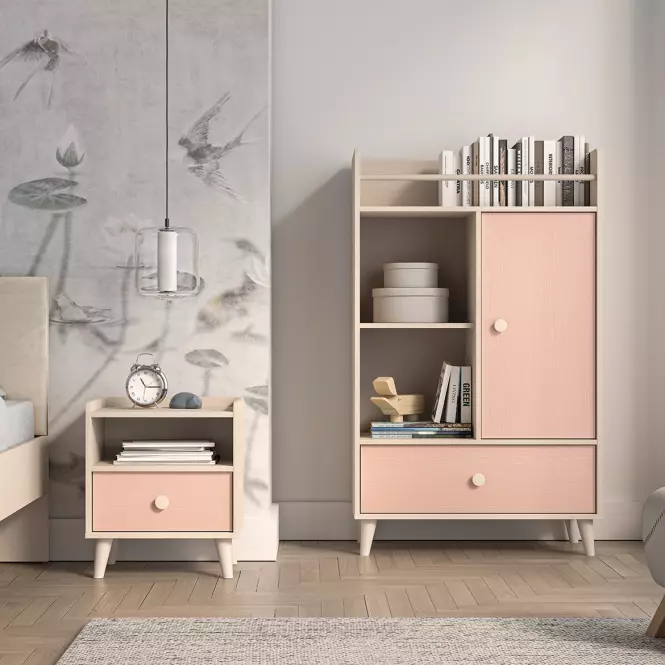 Nočný stolík Mevel 10 Púštny piesok/Mill. Pink,9