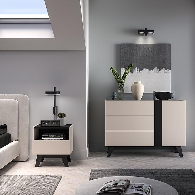 Nočný stolík Freshion Kašmír/Čierna,9