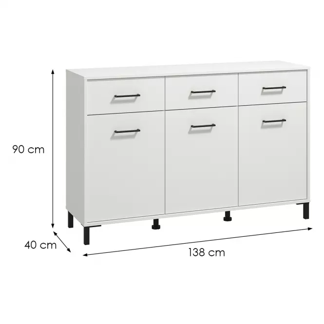 Komoda Vienne 3k3f Biely 11013601