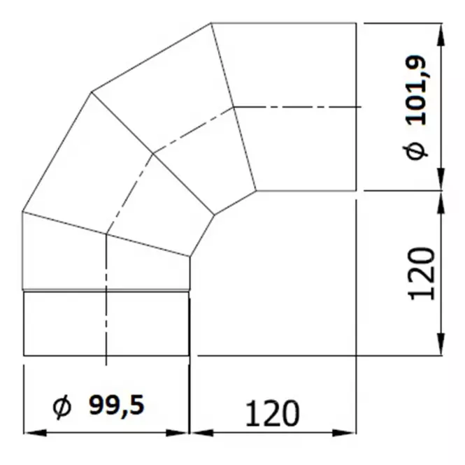 Koleno tenkostenné pevné KS100/90-CZ6