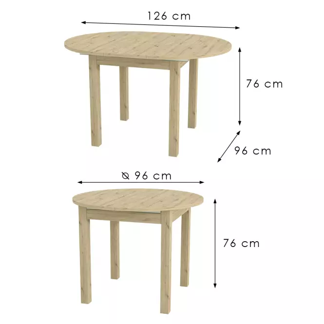 Skladací stôl Aurora 96/126x96cm dub artisan,4