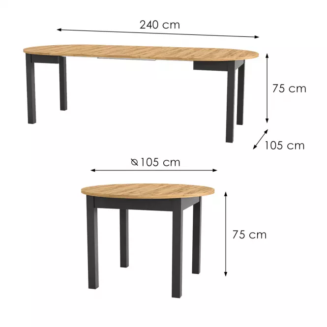 Skladací stôl Indus 02 105/240x105cm dub craft/čierna