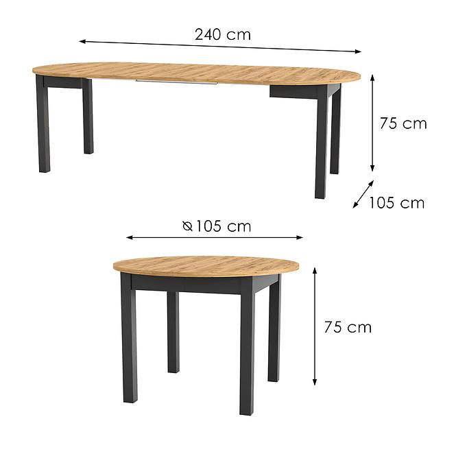 Skladací stôl Indus 02 105/240x105cm dub craft/čierna