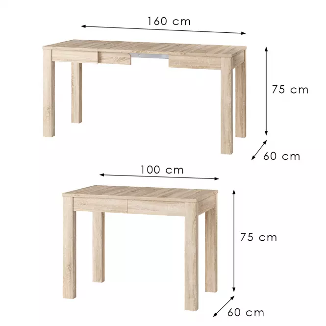 Skladací stôl Orion 02 100/160x60cm dub sonoma,2