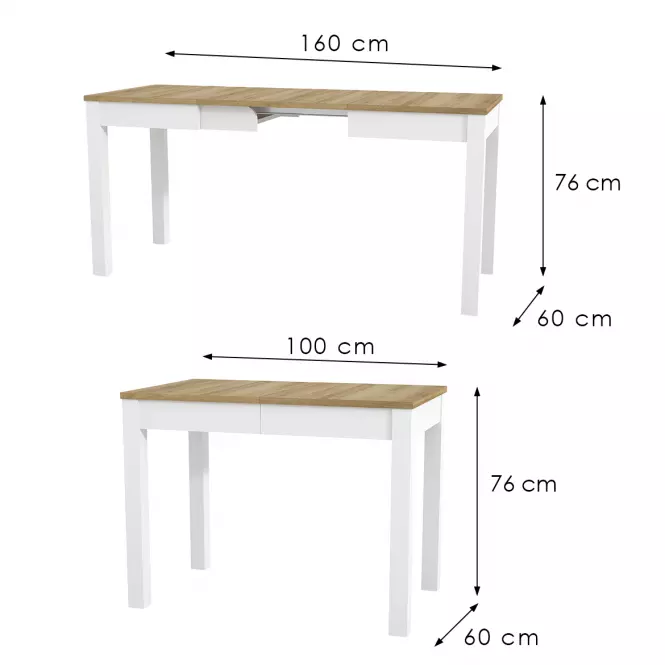 Skladací stôl Orion 03 100/160x60cm dub riviera/biela,2