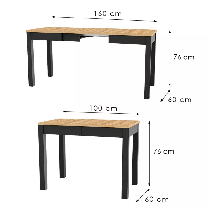 Skladací stôl Orion 03 100/160x60cm dub craft/čierna