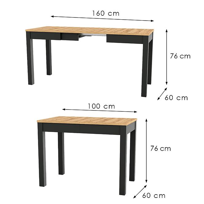 Skladací stôl Orion 03 100/160x60cm dub craft/čierna