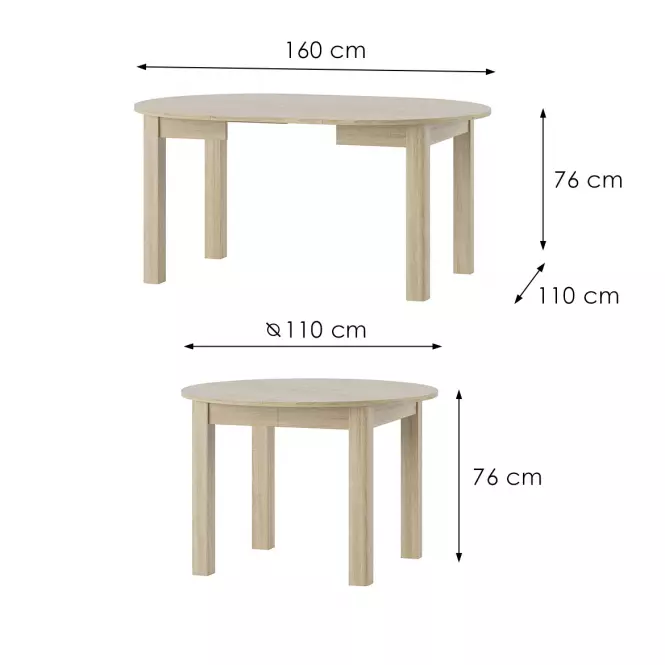 Skladací stôl Uran 01 110/160x110cm dub sonoma,2