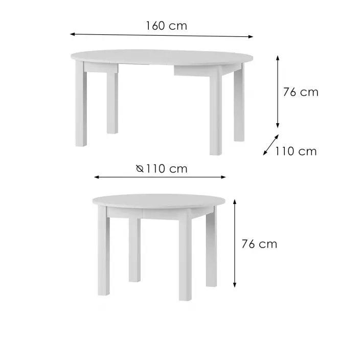 Skladací stôl Uran 01 110/160x110cm biela