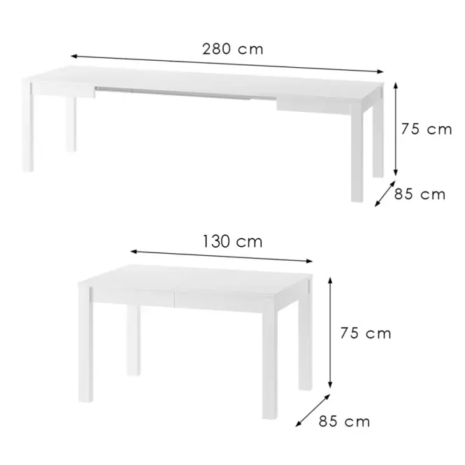 Skladací stôl Vega 02 130/280x85cm biela,2