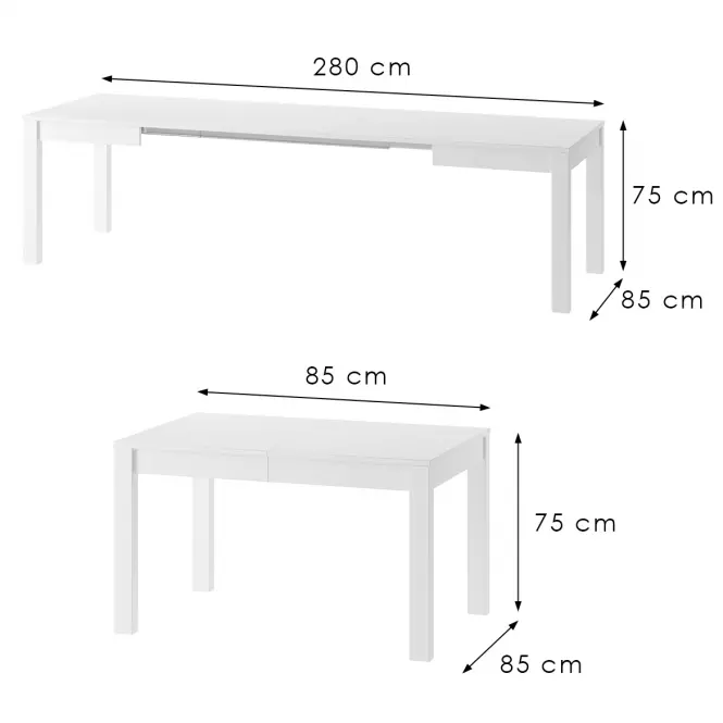 Skladací stôl Vega 02 85/280x85cm biela