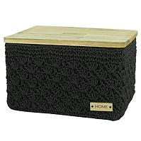 Háčkovaný obdĺžnikový košík d.36x26 h22,5cm