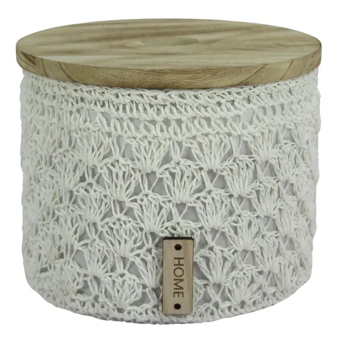 Háčkovaný okrúhly košík L Ø26,5 cm v22 cm