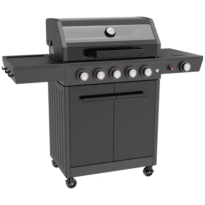 Mercado Plynový gril De Luxe čierny 5+1 18 kW,2