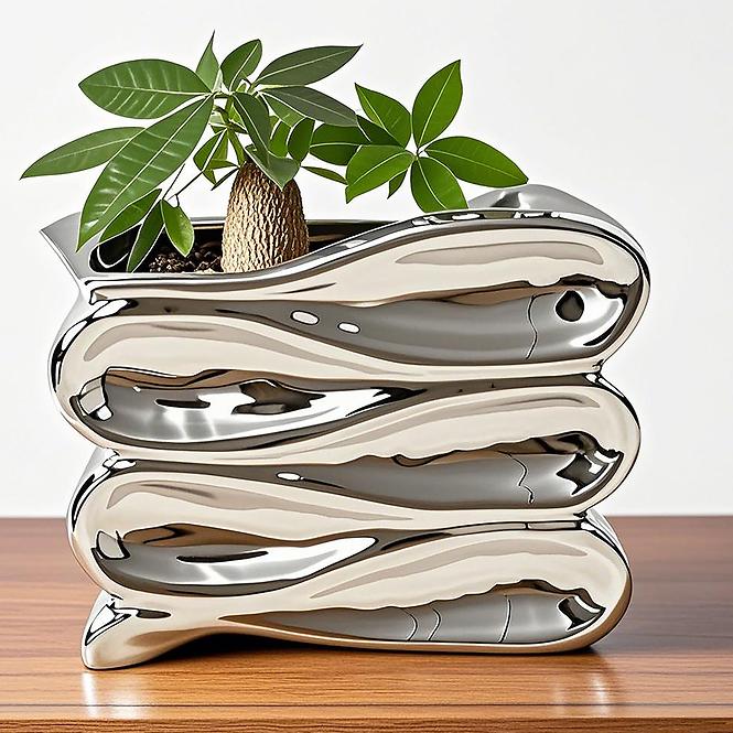 Kvetináč YS44172S Electroplating Effect 14x12x11,5 Silver