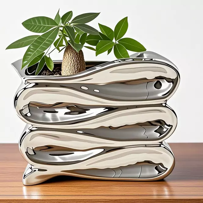 Kvetináč YS44172S Electroplating Effect 14x12x11,5 Silver,2