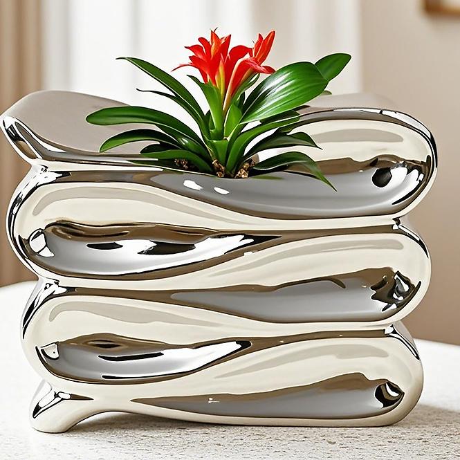 Kvetináč YS44172L Electroplating Effect 16x13,5x13 Silver