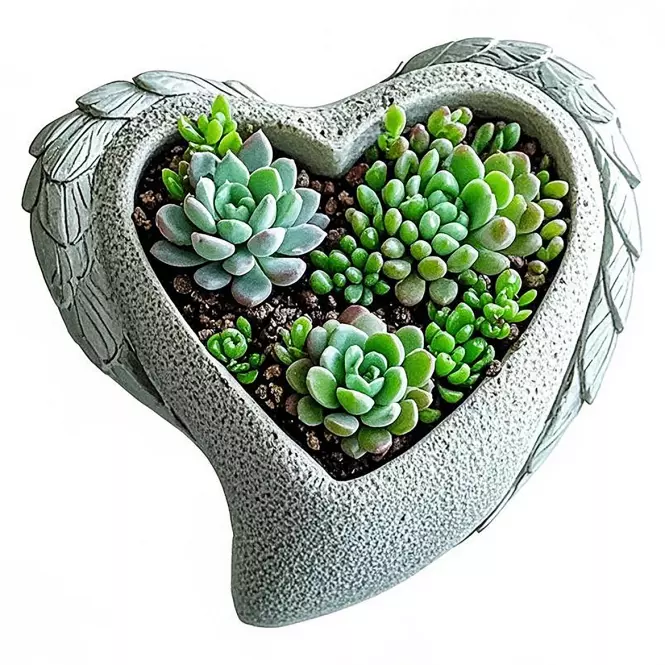 Kvetináč YS44384M cement Heart 18,5x18,5x7,5 Antique White