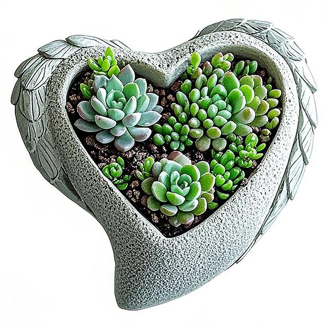 Kvetináč YS44384M cement Heart 18,5x18,5x7,5 Antique White