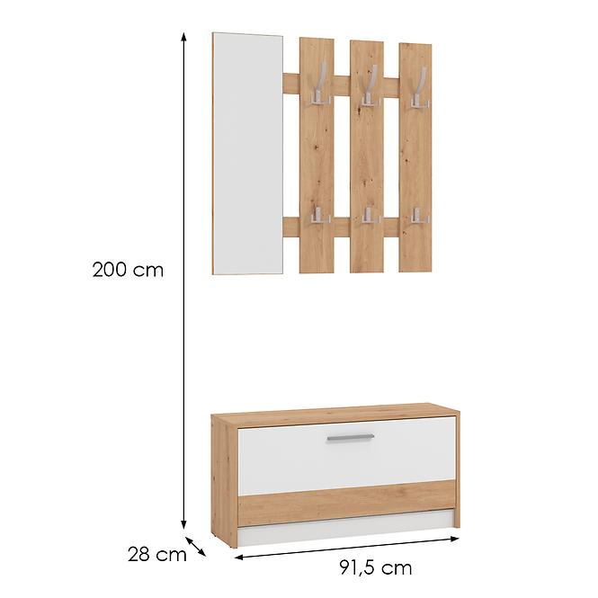 Predsieňový nábytok Rimini Artisan/Biela 11011704