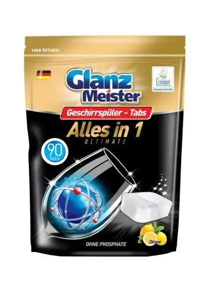 Tablety do umývačky riadu GlanzMeister, 90 ks Doypack PVOH Eco Label
