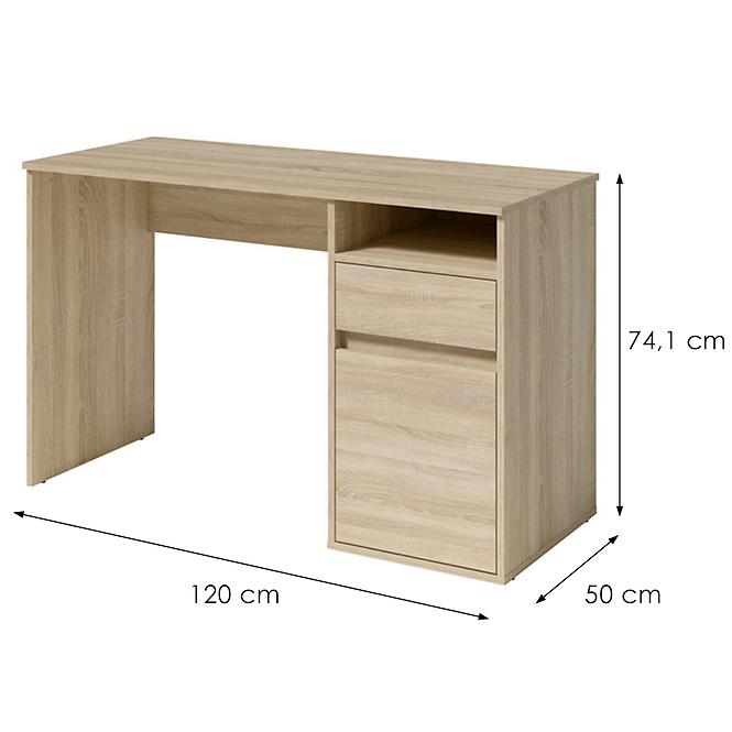Písací stôl Billa 1d1sz 60 Nfsc B Grafit/Biela