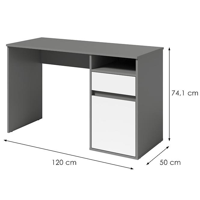 Písací stôl Billa 1d1sz 60 Nfsc B Grafit/Biela,2