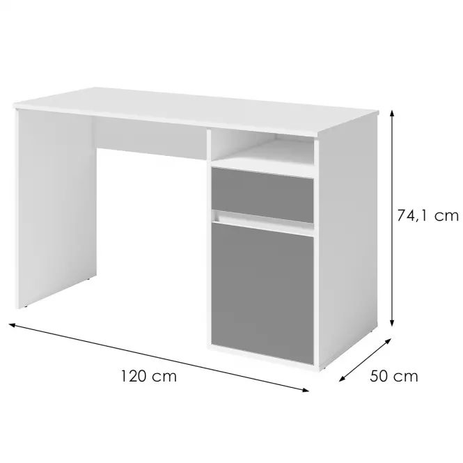Písací stôl Billa 1d1sz 60 Nfsc B Biela/Grafit