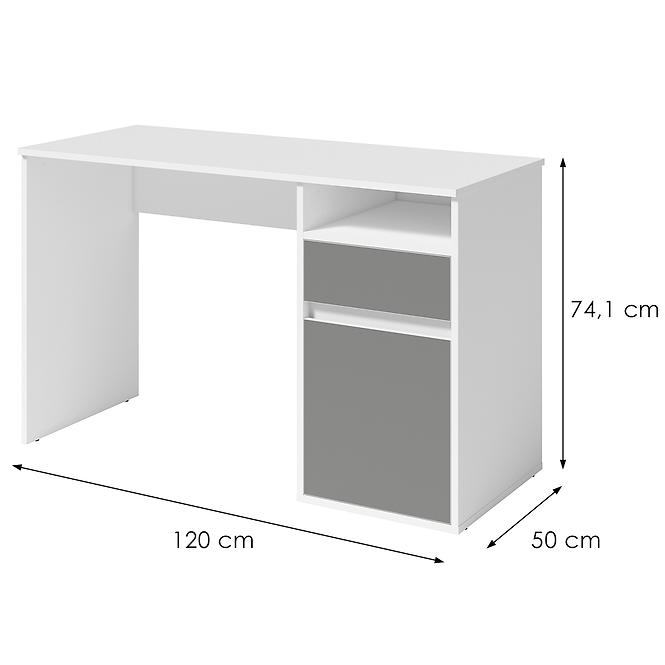 Písací stôl Billa 1d1sz 60 Nfsc B Biela/Grafit
