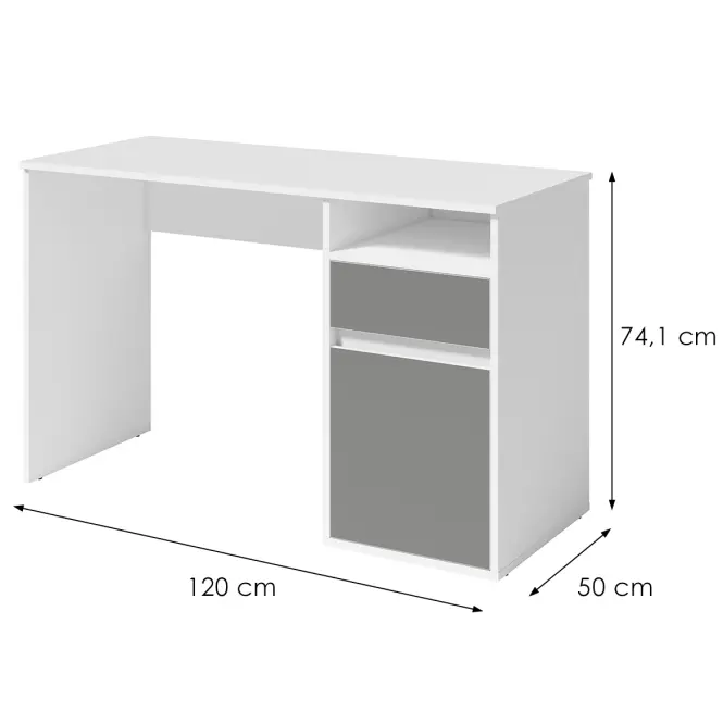 Písací stôl Billa 1d1sz 60 Nfsc B Biela/Grafit,2